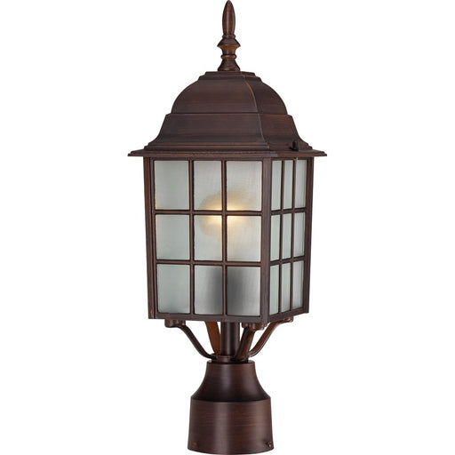 Nuvo Adams 17in 1-Light Outdoor Post Light | Transitional Rustic Bronze and Frosted Glass | Entryway & Garden Path | 6.125 x 6.125 x 18.25 | Model 60-4908