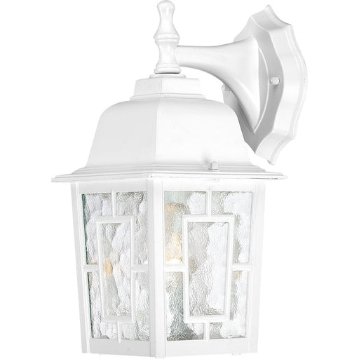 Nuvo Banyan 12in 1-Light Outdoor Wall Sconce | Transitional White and Clear Water Glass | Covered Patio & Entryway | 6.125 x 8 x 12.25 in | Model 60-4921