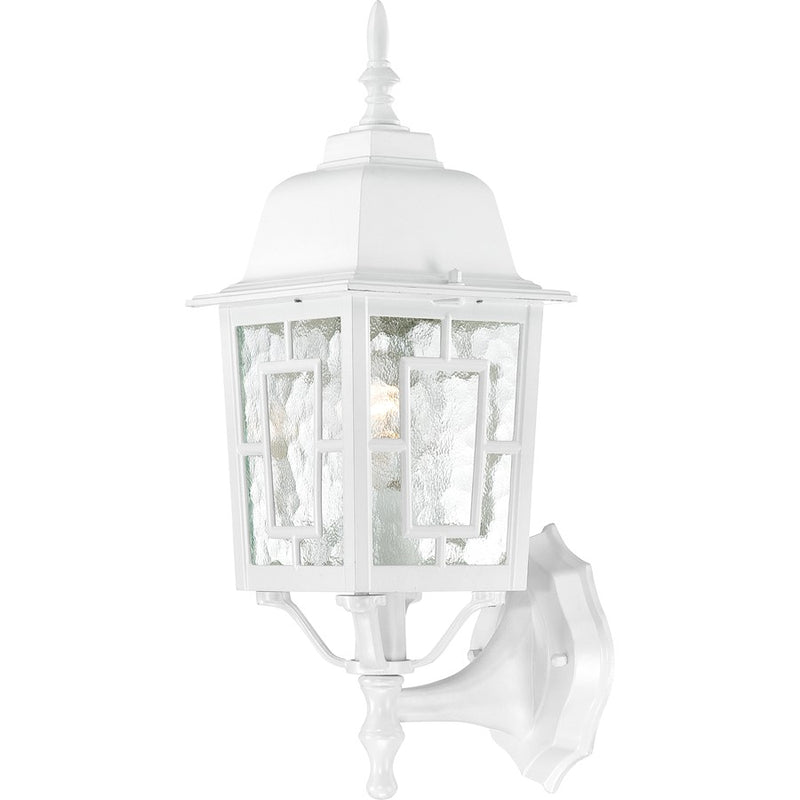 Nuvo Banyan 17in 1-Light Outdoor Wall Lantern | Transitional White and Clear Water Glass | Covered Patios & Entryways | 6.125 x 17 x 8 in | Model 60-4924