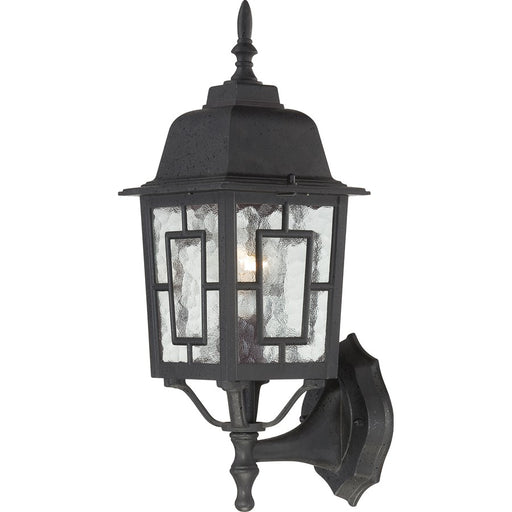 Nuvo Banyan 17in 1-Light Outdoor Wall Sconce | Transitional Textured Black and Clear Water Glass | Covered Patios & Entryways | 6.125 x 8 | Model 60-4926