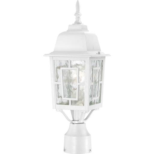 Nuvo Banyan 17in 1-Light Outdoor Post Light | Transitional White and Clear Water Glass | Entryway & Garden Path | 6.125 x 6.125 x 17.25 in | Model 60-4927