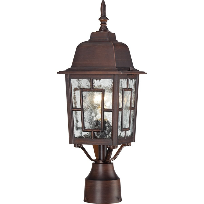 Nuvo Banyan 17in 1-Light Outdoor Post | Transitional Rustic Bronze and Clear Water Glass | Entryway & Garden Path | 6.125 x 6.125 x 17.25 | Model 60-4928