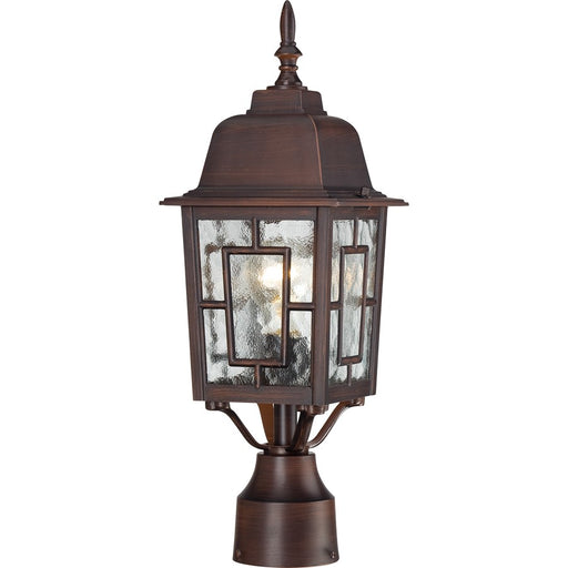 Nuvo Banyan 17in 1-Light Outdoor Post | Transitional Rustic Bronze and Clear Water Glass | Entryway & Garden Path | 6.125 x 6.125 x 17.25 | Model 60-4928