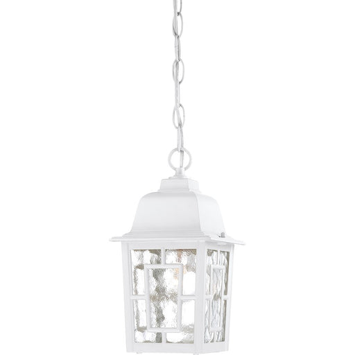 Nuvo Banyan 11in 1-Light Outdoor Hanging Lantern | Transitional White and Clear Water Glass | Covered Patio & Entryway | 6.125 x 6.125 x | Model 60-4931