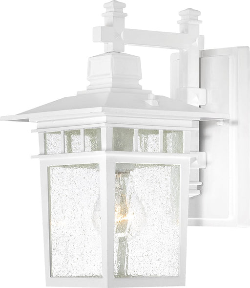 Nuvo Cove Neck 12in 1-Light Outdoor Wall Lantern | Transitional White and Clear Seeded Glass | Covered Patio & Entryway | 7 x 9.5 x 11.75 | Model 60-4951