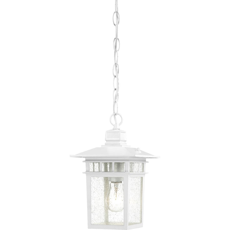Nuvo Cove Neck 12in 1-Light Outdoor Hanging Lantern | Transitional White and Clear Seeded Glass | Covered Patios & Entryways | 7 x 12 in | Model 60-4954