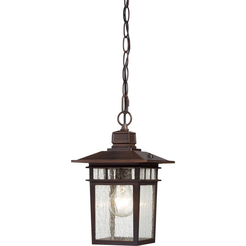 Nuvo Cove Neck 12in 1-Light Outdoor Hanging Lantern | Transitional Rustic Bronze and Clear Seeded Glass | Covered Patio & Entryway | 7 x 7 | Model 60-4955