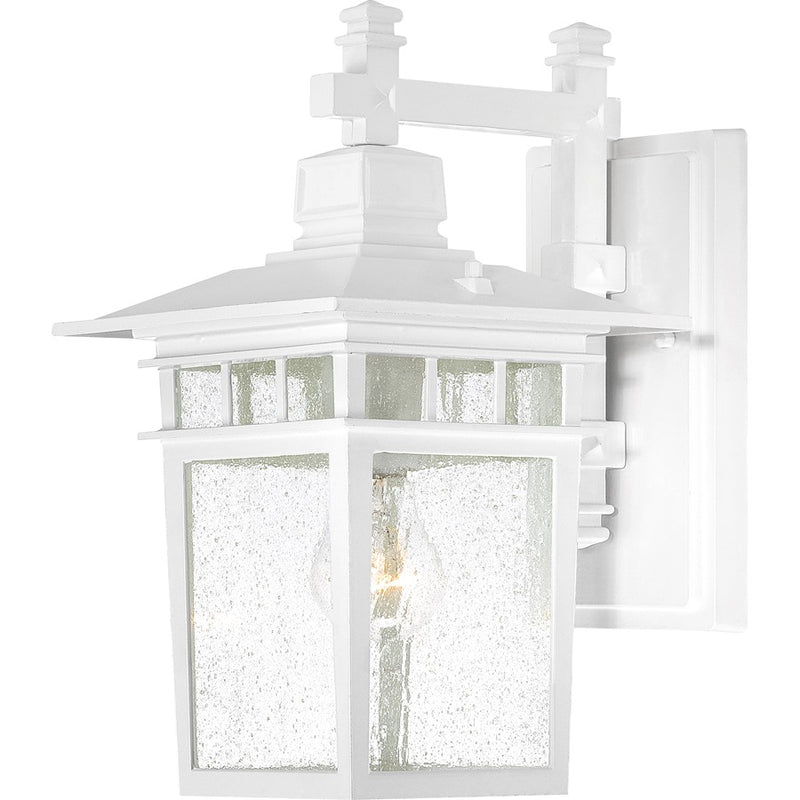 Nuvo Cove Neck 14in 1-Light Outdoor Lantern | Transitional White and Clear Seeded Glass | Covered Patios & Entryways | 9 x 14 x 11.5 in | Model 60-4957