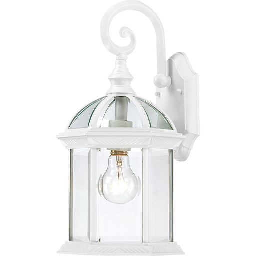 Nuvo Boxwood 15in 1-Light Outdoor Wall Sconce | Traditional White and Clear Seed Glass | Covered Patio & Entryway | 8 x 7.875 x 15.75 in | Model 60-4961