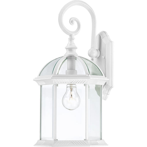 Nuvo Boxwood 19in 1-Light Outdoor Wall Sconce | Traditional White and Clear Beveled Glass | Covered Patio & Entryway | 9.875 x 9 x 19 in | Model 60-4964