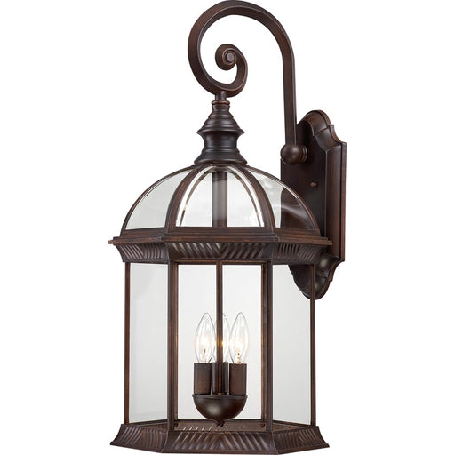Nuvo Boxwood 26in 3-Light Outdoor Wall Sconce | Traditional Rustic Bronze and Clear Beveled Glass | Covered Patio & Entryway | 13 x 12.5 x | Model 60-4968