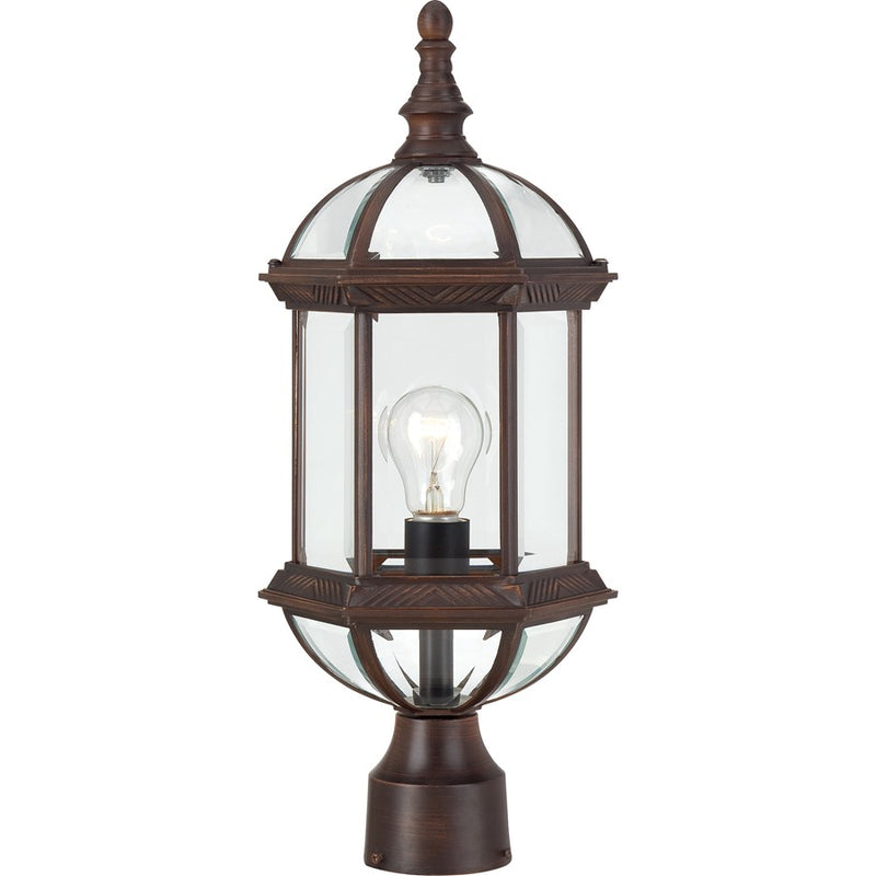 Nuvo Boxwood 19in 1-Light Outdoor Post | Traditional Rustic Bronze and Clear Glass | Covered Patio & Garden Entry | 8 x 8 x 19.25 in | Model 60-4975