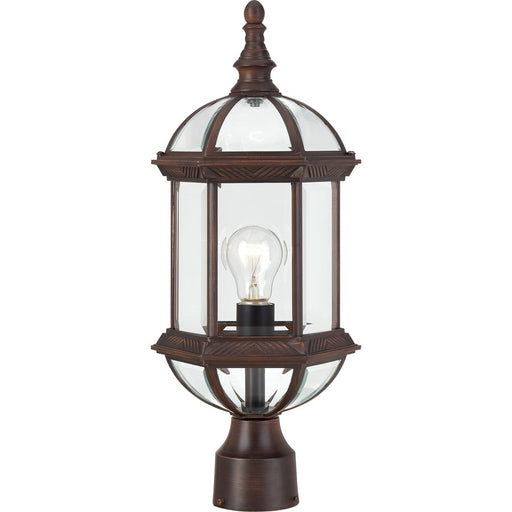 Nuvo Boxwood 19in 1-Light Outdoor Post | Traditional Rustic Bronze and Clear Glass | Covered Patio & Garden Entry | 8 x 8 x 19.25 in | Model 60-4975