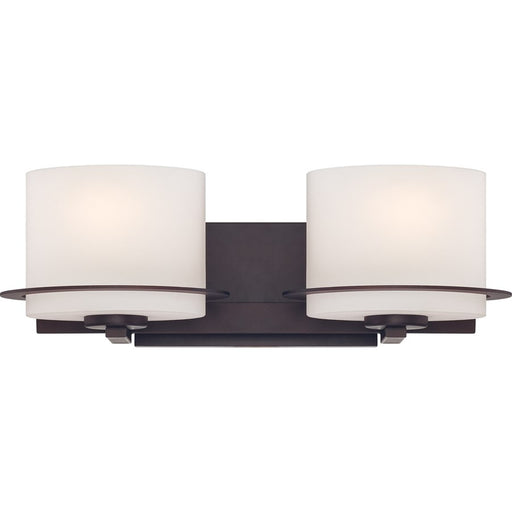 Nuvo Loren 18.75in 2-Light Vanity Light | Contemporary Venetian Bronze and Etched Opal Glass | Bathroom Vanity | 18.75 x 7.125 x 6.25 in | Model 60-5002