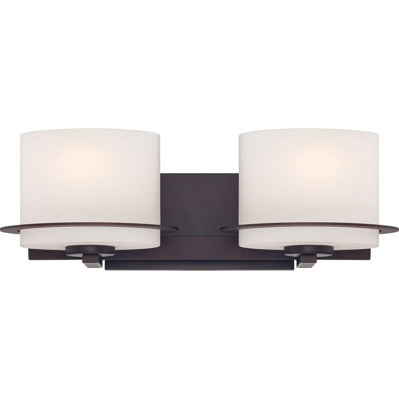 Nuvo Loren 18.75in 2-Light Vanity Light | Contemporary Venetian Bronze and Etched Opal Glass | Bathroom Vanity | 18.75 x 7.125 x 6.25 in | Model 60-5002