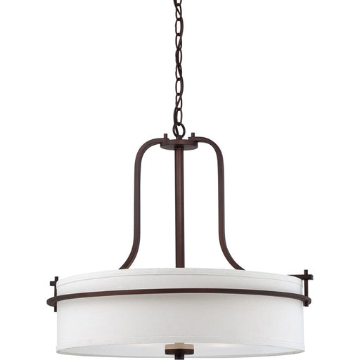 Nuvo Loren 22in 3-Light Pendant | Contemporary Venetian Bronze and White Linen Glass | Kitchen Island & Dining Room | 22 x 22 x 19.75 in | Model 60-5008