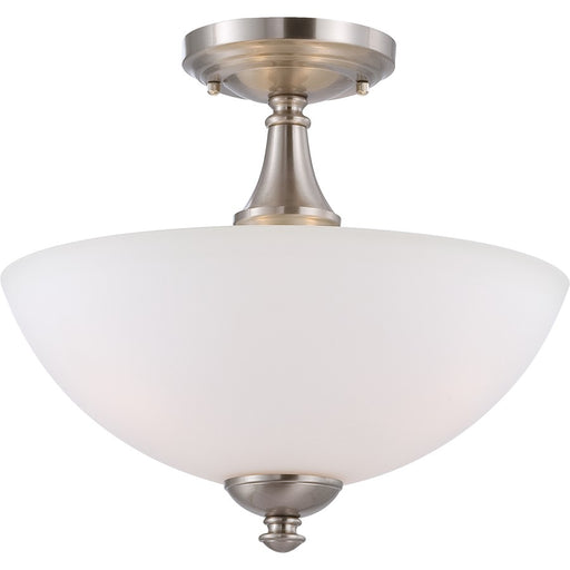 Nuvo Patton 13in 3-Light Semi-Flush Mount | Transitional Brushed Nickel and Frosted Glass | Hallway & Bedroom Ceiling Light | 13 x 13 x 11 | Model 60-5044