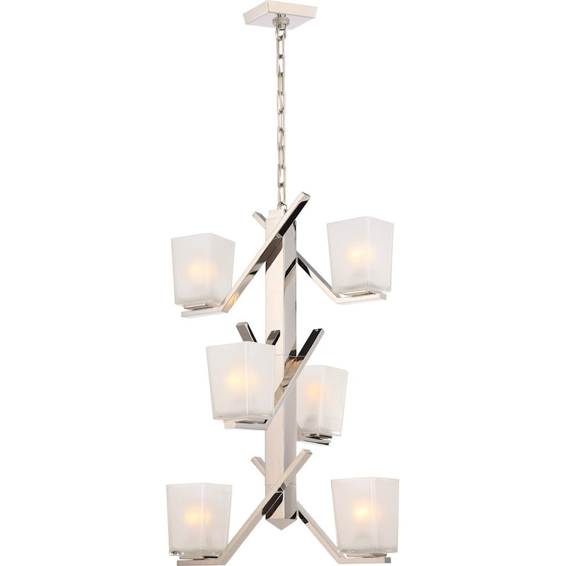 Nuvo Lighting Timone 30in 6-Light Pendant | Modern Polished Nickel and Clear Glass | Kitchen Island & Dining Room | 30 in H | Model 60-5094