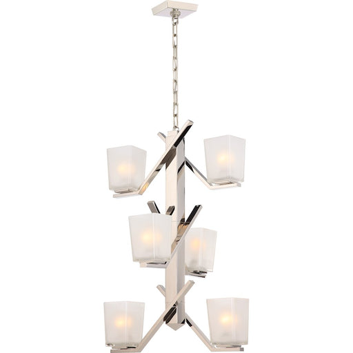 Nuvo Lighting Timone 30in 6-Light Pendant | Modern Polished Nickel and Clear Glass | Kitchen Island & Dining Room | 30 in H | Model 60-5094