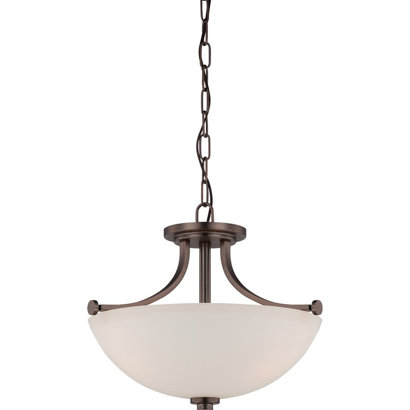 Nuvo Bentley 17.5in 3-Light Semi Flush Mount | Contemporary Hazel Bronze and Frosted Glass | Kitchen & Hallway | 17.5 x 12.625 in | Model 60-5117