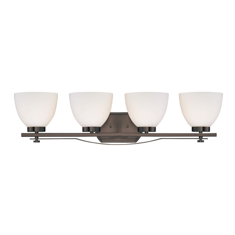 Nuvo Lighting Bentley 33in 4-Light Bathroom Vanity | Contemporary Hazel Bronze and Frosted Glass | Bathroom Vanity & Powder Room | 32.75 x | Model 60-5119