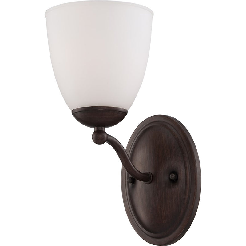 Nuvo Patton 11in 1-Light Vanity Light | Transitional Prairie Bronze and Frosted Glass | Bathroom Vanity & Powder Room | 5.5 x 8 x 11 in | Model 60-5131