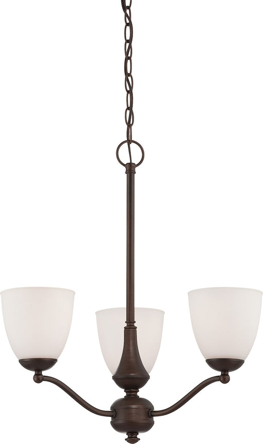 Nuvo Patton 21in 3-Light Chandelier | Transitional Prairie Bronze and Frosted Glass | Dining Room & Living Room | 21 x 23 in | Model 60-5136