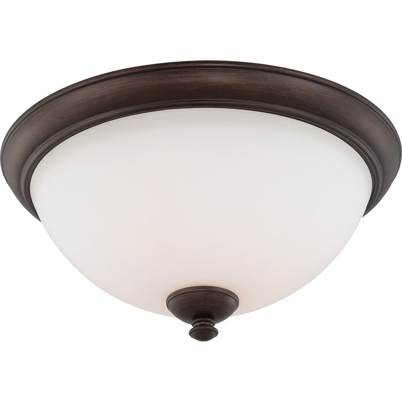 Nuvo Patton 15.75in 3-Light Flush Mount | Transitional Prairie Bronze and Frosted Glass | Entryway & Hallway | 15.75 x 15.75 x 7.75 in | Model 60-5141