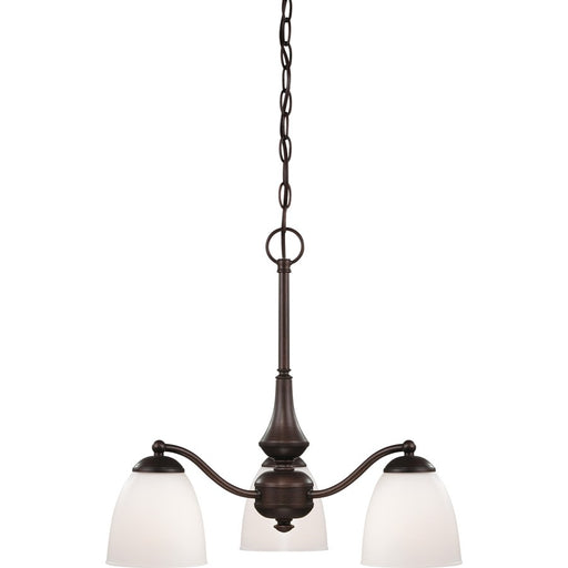 Nuvo Patton 21in 3-Light Chandelier | Transitional Prairie Bronze and Frosted Glass | Dining Room & Living Room | 21 x 21 x 19 in | Model 60-5142