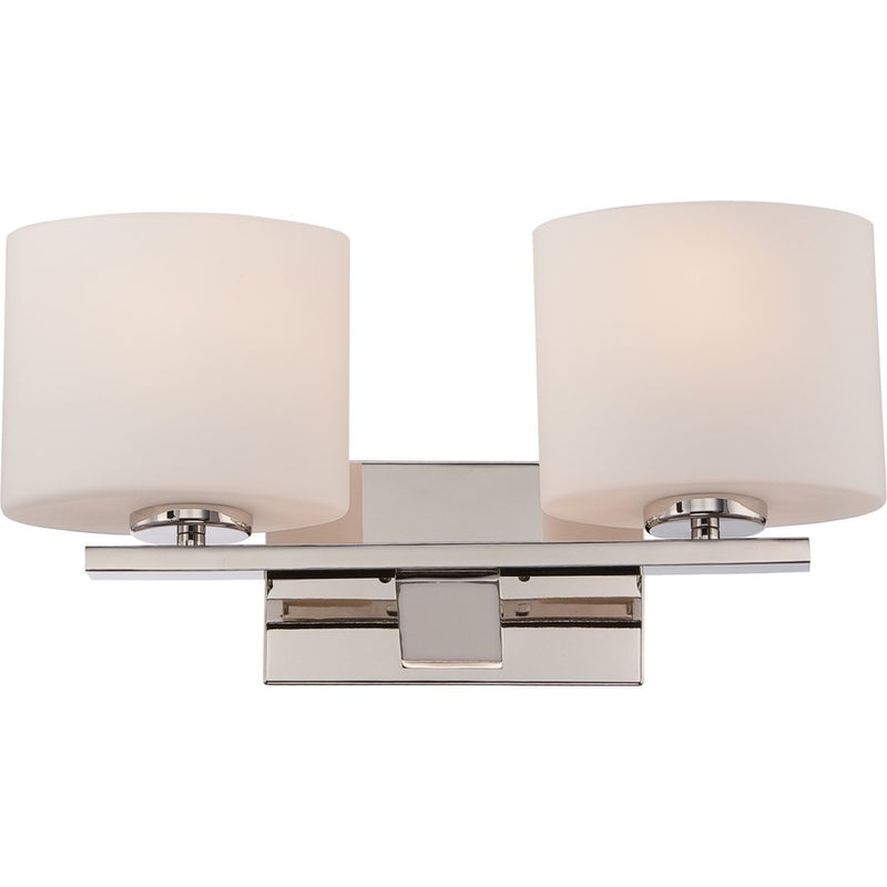 Nuvo Breeze 16.5in 2-Light Vanity Light | Transitional Polished Nickel and Etched Opal Glass | Bathroom Vanity | 16.5 x 8.25 in | Model 60-5172
