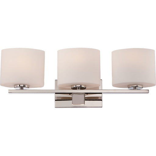 Nuvo Breeze 24in 3-Light Vanity Light | Transitional Polished Nickel and Etched Opal Glass | Bathroom Vanity | 24 x 8.25 x 5.75 in | Model 60-5173