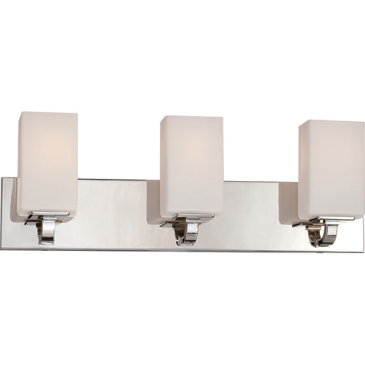 Nuvo Vista 23in 3-Light Vanity Light | Transitional Polished Nickel and Etched Opal Glass | Bathroom Vanity | 23.38 x 8 x 5.38 in | Model 60-5183