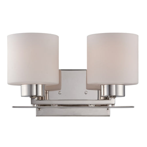 Nuvo Parallel 13in 2-Light Vanity Light | Transitional Polished Nickel and Etched Opal Glass | Bathroom Vanity | 13 x 7.75 x 8.75 in | Model 60-5202