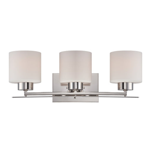 Nuvo Parallel 21in 3-Light Vanity Light | Transitional Polished Nickel and Etched Opal Glass | Bathroom Vanity | 21 x 7.75 x 8.75 in | Model 60-5203
