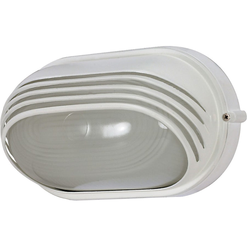 Nuvo 10in 1-Light Outdoor Bulkhead | Traditional Semi Gloss White and Frosted Glass | Exterior Wall & Entryway | 6.125 x 10 x 6.125 in | Model 60-522