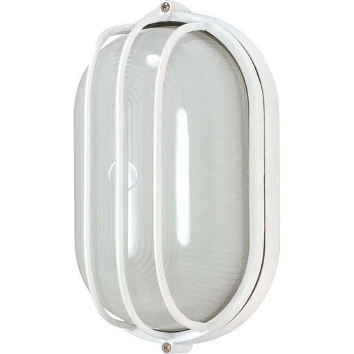 Nuvo 60-524 10in 1-Light Outdoor Bulkhead | Industrial Semi Gloss White Die Cast and Frosted Glass | Porch & Garage Wall Light | 6.125 x 10 | Model 60-524