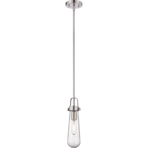 Nuvo Beaker 4.75in 1-Light Mini Pendant | Transitional Brushed Nickel and Clear Glass | Kitchen Island & Dining Room | 4.75 x 4.75 x 52.75 | Model 60-5262