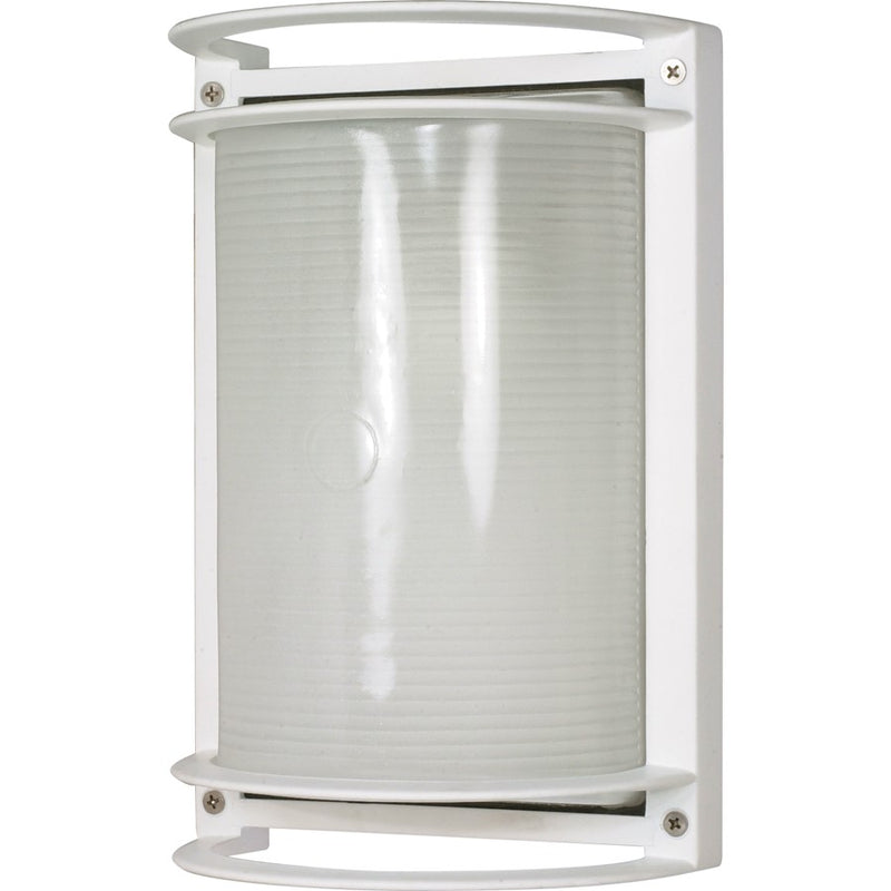 Nuvo 60-530 10in 1-Light Outdoor Wall Light | Semi-Gloss White Die-Cast Aluminum and Frosted Glass | Covered Patio & Entryway | 6.5 x 10 x | Model 60-530