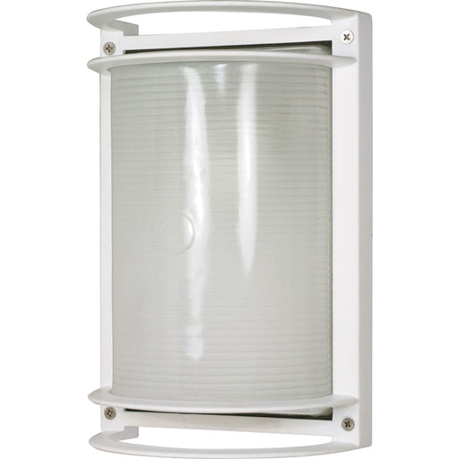 Nuvo 60-530 10in 1-Light Outdoor Wall Light | Semi-Gloss White Die-Cast Aluminum and Frosted Glass | Covered Patio & Entryway | 6.5 x 10 x | Model 60-530