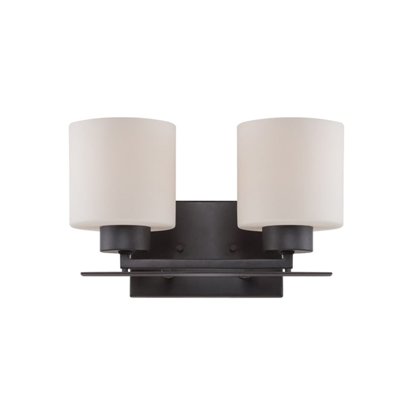 Nuvo Parallel 13in 2-Light Vanity Light | Transitional Aged Bronze and Etched Opal Glass | Bathroom Vanity | 13 x 7.75 x 8.75 in | Model 60-5302
