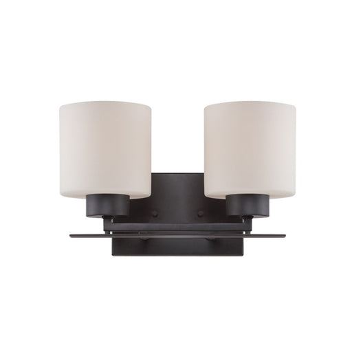 Nuvo Parallel 13in 2-Light Vanity Light | Transitional Aged Bronze and Etched Opal Glass | Bathroom Vanity | 13 x 7.75 x 8.75 in | Model 60-5302