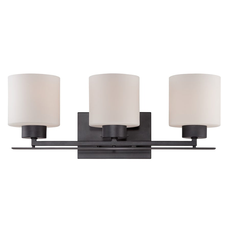 Nuvo Parallel 21in 3-Light Vanity Light | Transitional Aged Bronze and Etched Opal Glass | Bathroom Vanity | 21 x 7.75 x 8.75 in | Model 60-5303