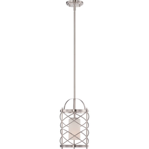 Nuvo Ginger 8in 1-Light Mini Pendant | Traditional Brushed Nickel and Etched Opal Glass | Kitchen Island & Dining Room | 8 x 8 x 51.75 in | Model 60-5332