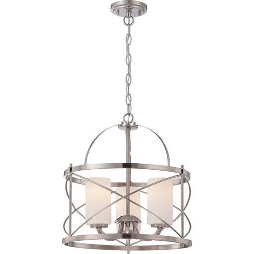 Nuvo Ginger 16in 3-Light Pendant | Traditional Brushed Nickel and Etched Opal Glass | Kitchen Island & Dining Room | 16 x 16 x 17 in | Model 60-5333