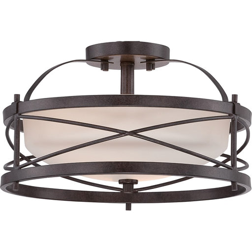 Nuvo Ginger 14in 2-Light Semi Flush Mount | Traditional Old Bronze and Etched Opal Glass | Entryway & Hallway | 14 x 14 x 8.25 in | Model 60-5335