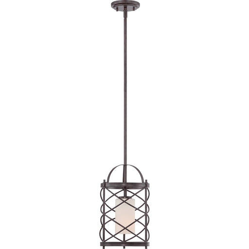 Nuvo Ginger 8in 1-Light Mini Pendant | Traditional Old Bronze and Etched Opal Glass | Kitchen Island & Dining Room | 8 x 8 x 51.75 in | Model 60-5336