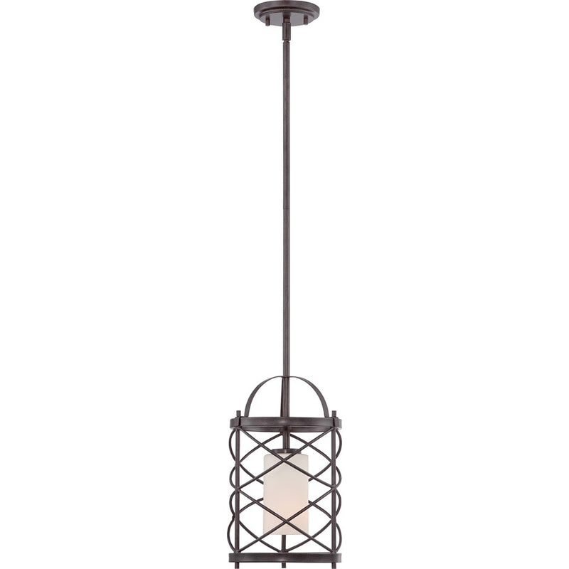 Nuvo Ginger 8in 1-Light Mini Pendant | Traditional Old Bronze and Etched Opal Glass | Kitchen Island & Dining Room | 8 x 8 x 51.75 in | Model 60-5336