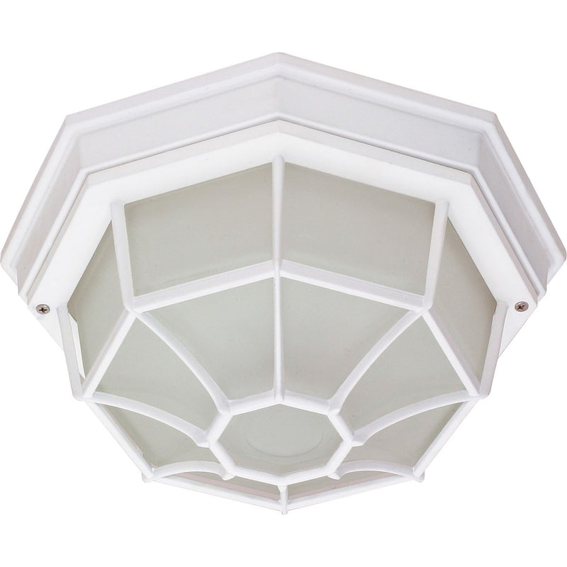 Nuvo 60-534 12in 1-Light Outdoor Flush Mount | White Die Cast and Frosted Glass | Covered Patio & Entryway | 12 x 12 x 6 in | Model 60-534