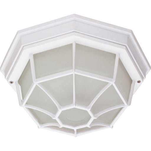 Nuvo 60-534 12in 1-Light Outdoor Flush Mount | White Die Cast and Frosted Glass | Covered Patio & Entryway | 12 x 12 x 6 in | Model 60-534