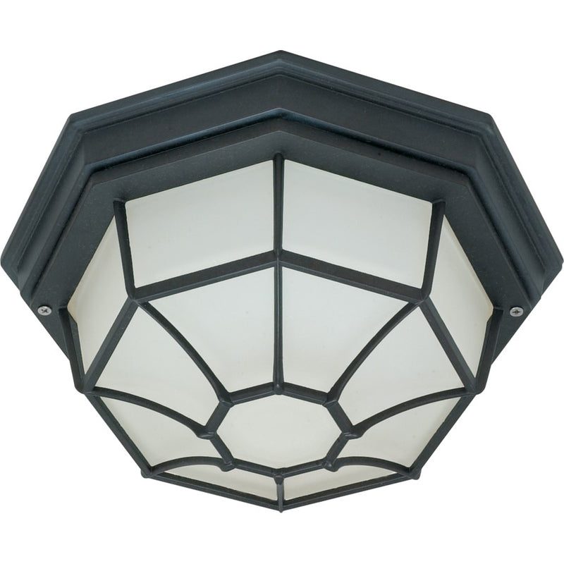 Nuvo 60-536 12in 1-Light Outdoor Flush Mount | Industrial Textured Black Die-Cast and Frosted Glass | Covered Patio & Entryway | 12 x 12 x | Model 60-536